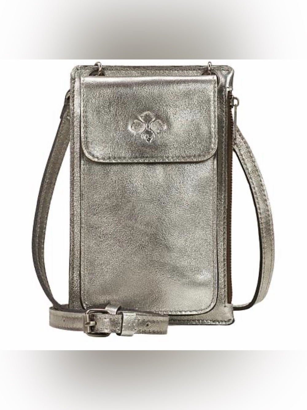 Nwt Patricia Nash metallic silver Chiavella Phone wallet Crossbody bag